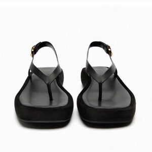 NET ZARA BLACK LEATHER PLATFORM SANDALS